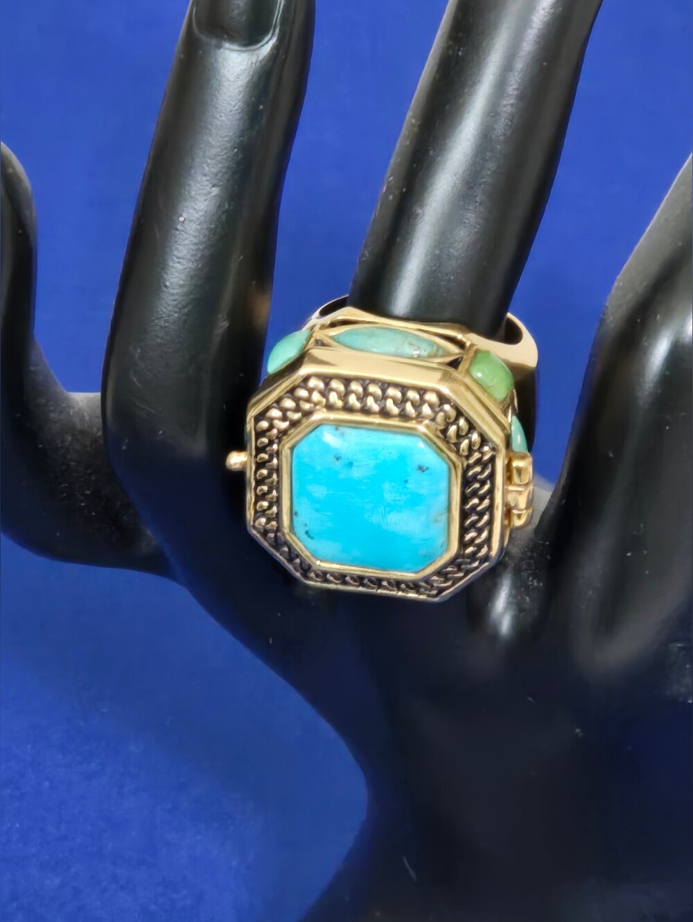 Barse Thailand Turquoise Keep A Secret Gold Tone Ring
